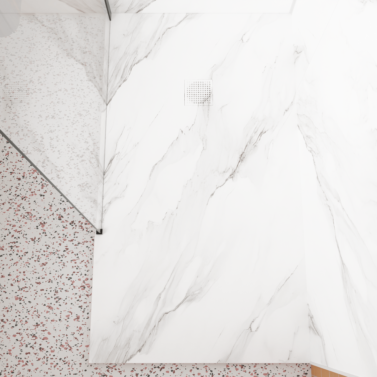 Luca Varess Suite receveur de douche 160 x 90 cm marbre composite Marble White