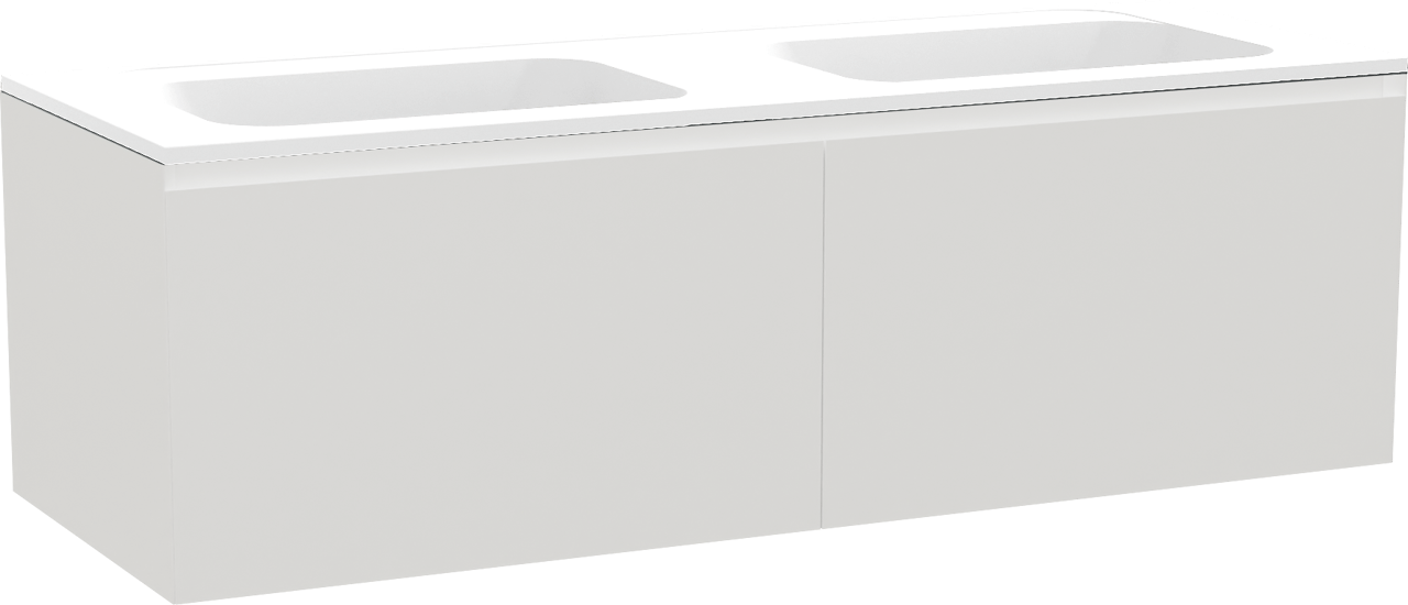 Balmani Idra meuble salle de bains suspendu 150 x 55 cm blanc mat avec Tablo Strada double vasque en marbre composite blanc mat