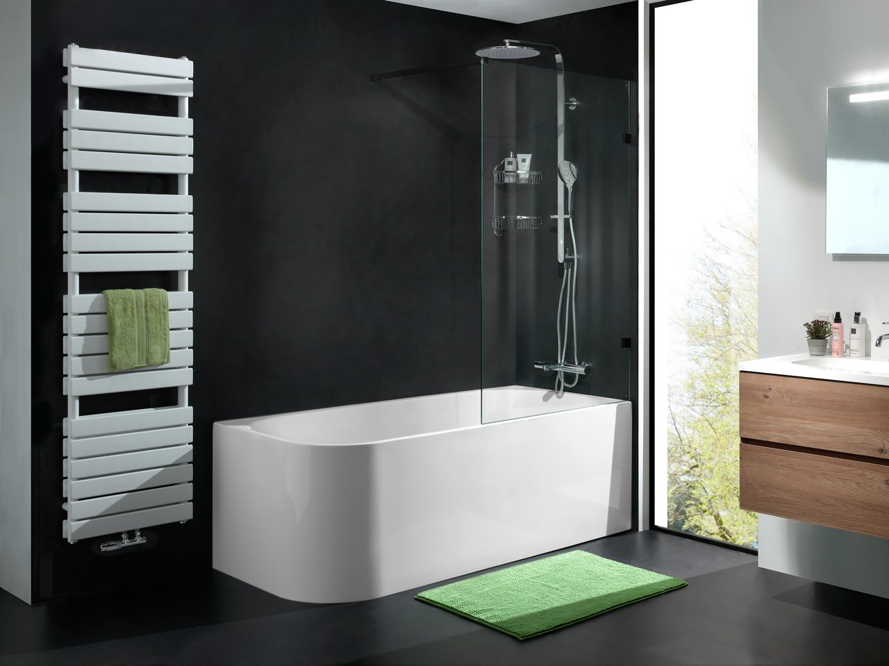 Luca Varess Mezzo baignoire d'angle droite double 170 x 75 cm acrylique blanc mat