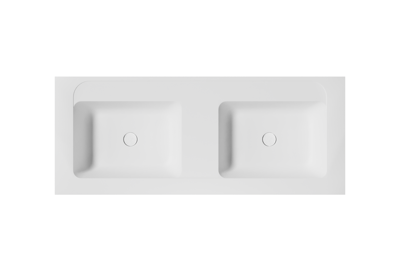 Balmani Tablo Strada Doppelwaschtisch Marmorkomposit (Weiß Matt) 135 x 55 cm