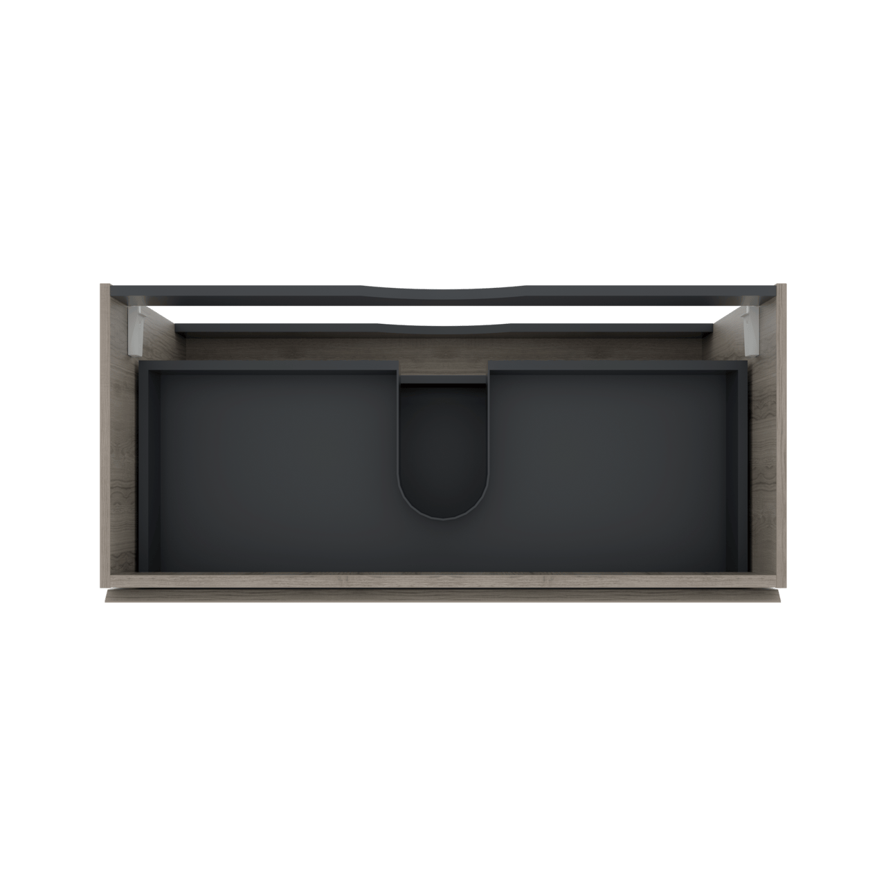 Linie Lado zwevende wastafelonderkast 100 x 46 cm grijs eiken 2 lades