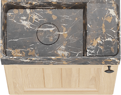Balmani Lemon zwevend toiletmeubel 42 x 21 cm natuur eiken met Dama wastafel in Portoro Gold marmer