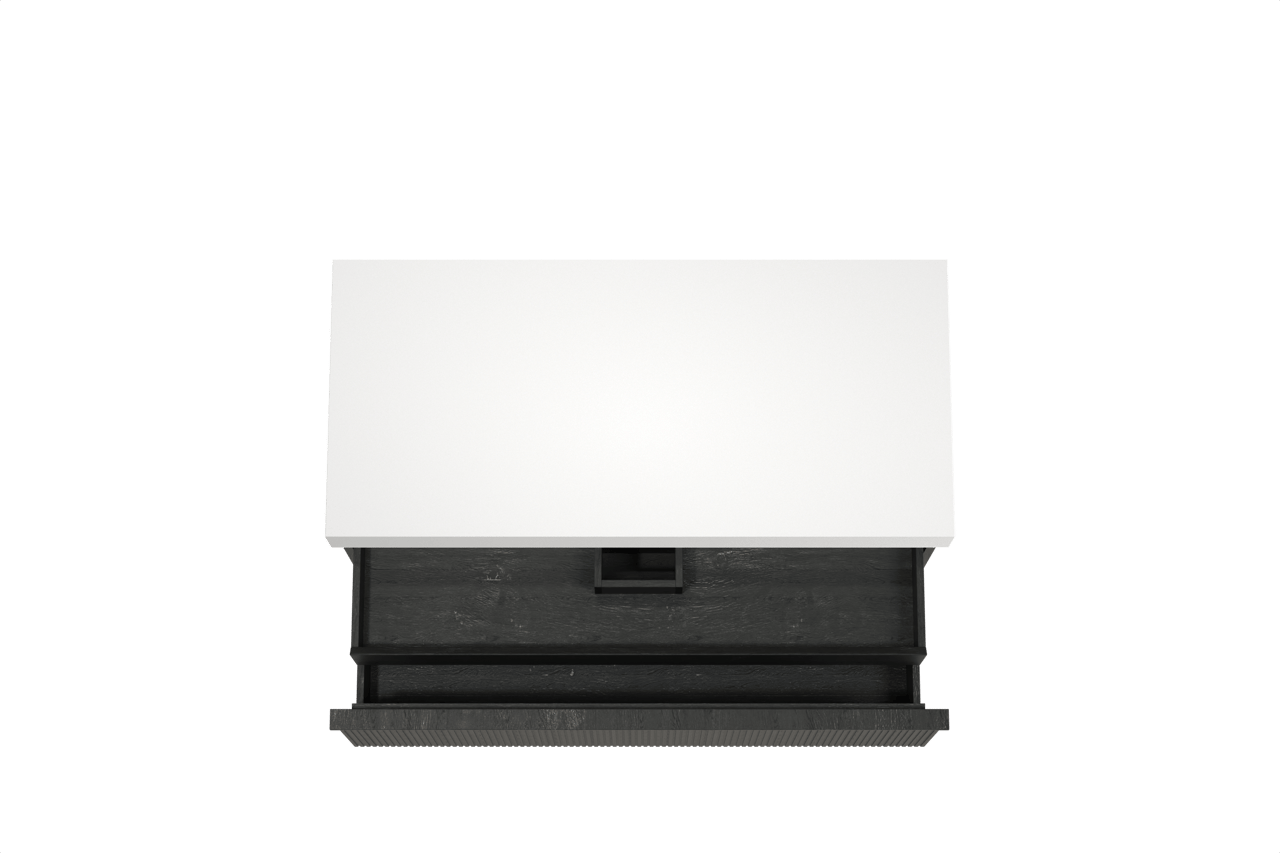 Balmani Forma meuble salle de bains suspendu 120 x 55 cm chêne noir avec Dominus tablette simple ou double en solid surface blanc mat, Nervure droite symétrique verticale