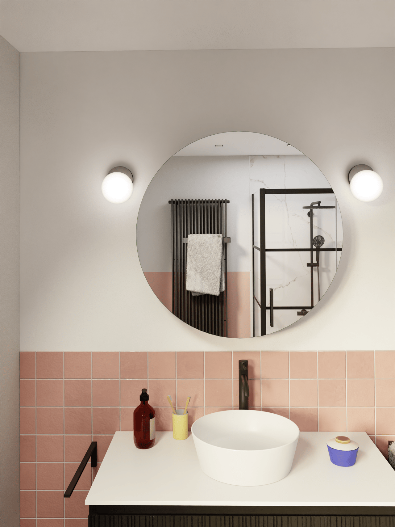 Storke rond spiegelkast 75 x 75 cm mat zwart