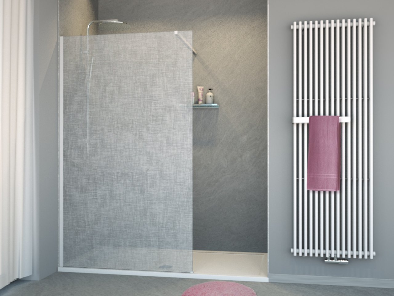 Balmani BMSS nisdouche 120 x 200 cm linnen wit glas mat wit profiel