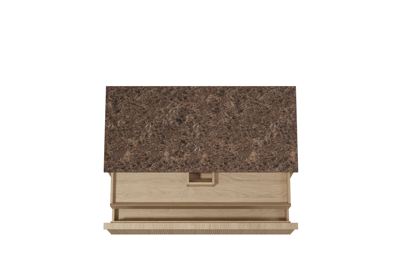 Balmani Forma meuble salle de bains suspendu 120 x 55 cm chêne naturel avec Stretto tablette simple ou double en marbre dark emperador, Nervure droite symétrique verticale