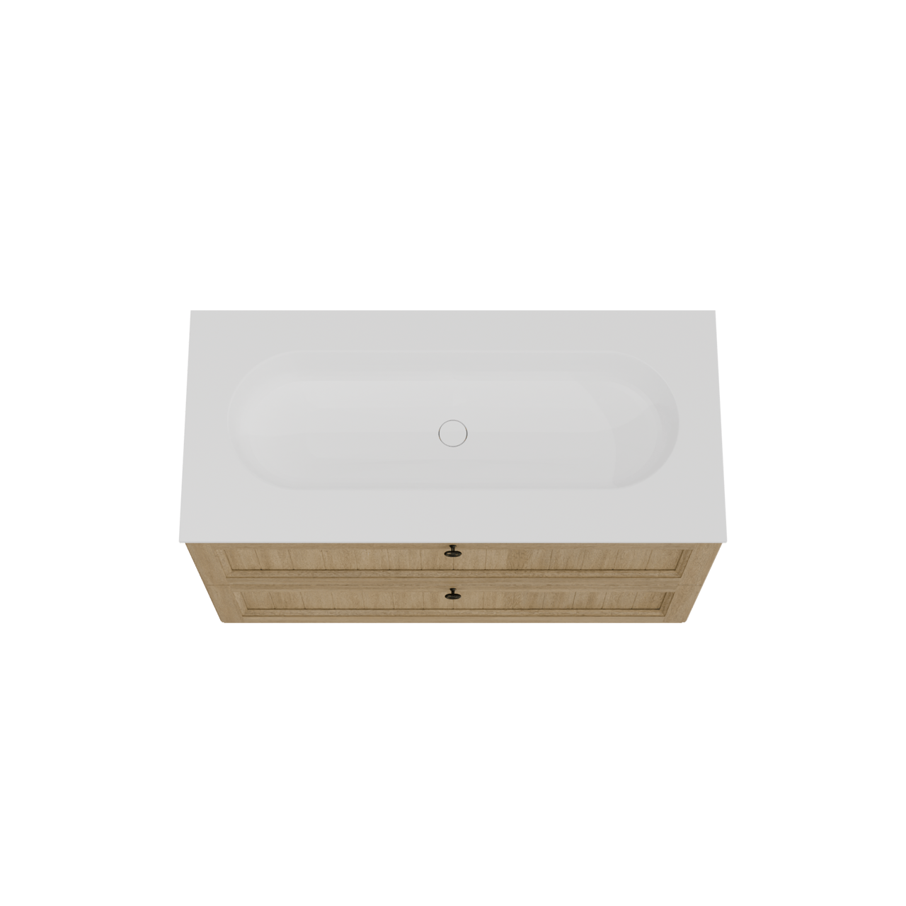 Balmani Lemon meuble salle de bains à poser 120 x 55 cm chêne vieilli avec Tablo Oval lavabo simple pour 2 trous de robinet en solid surface blanc mat