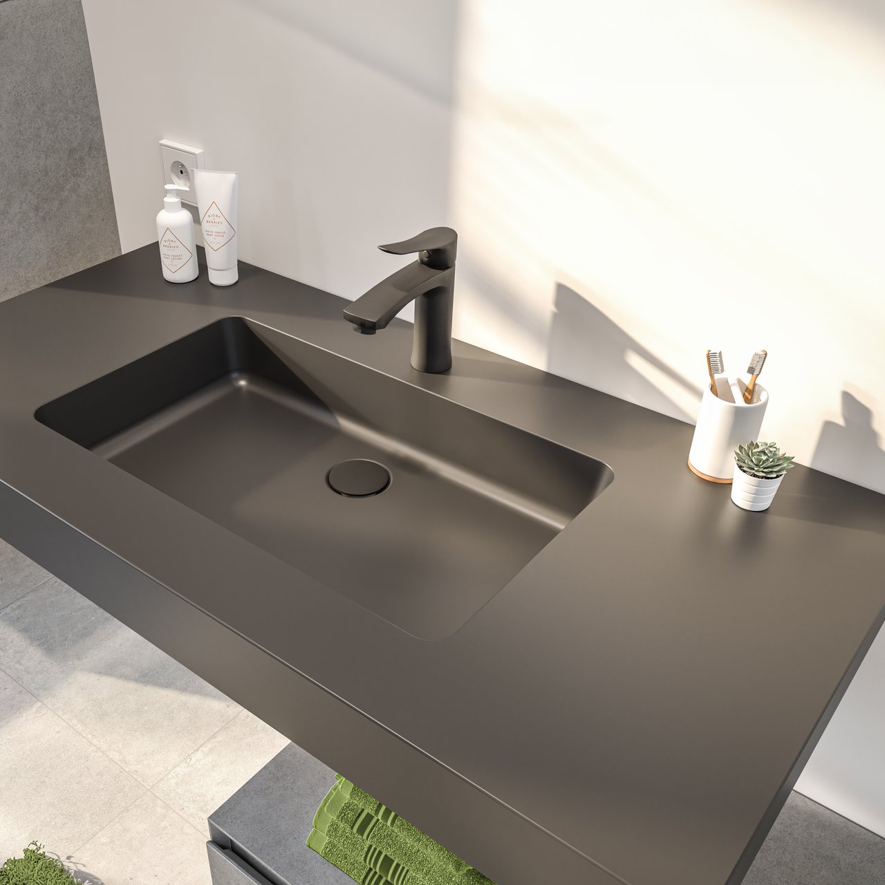 Storke Scuro High vasque simple quartz mat 105 x 52 cm