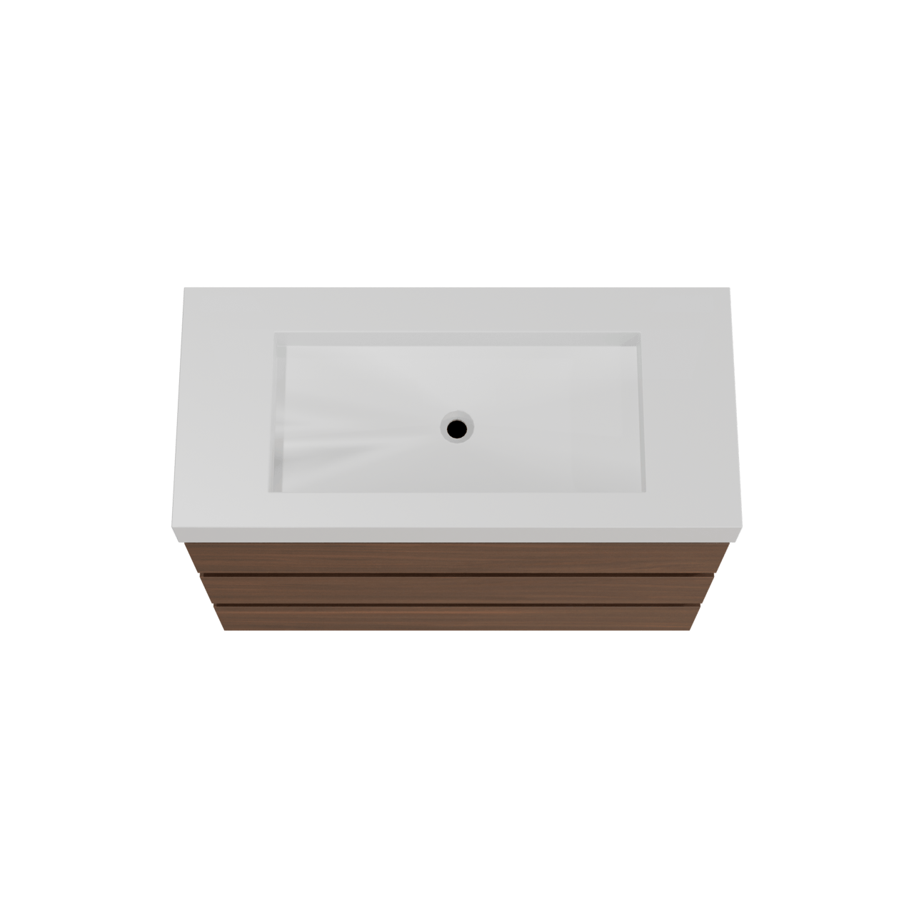 Balmani Lucida meuble salle de bains à poser 120 x 55 cm noyer américain avec Modus lavabo simple pour 2 trous de robinet en solid surface blanc mat