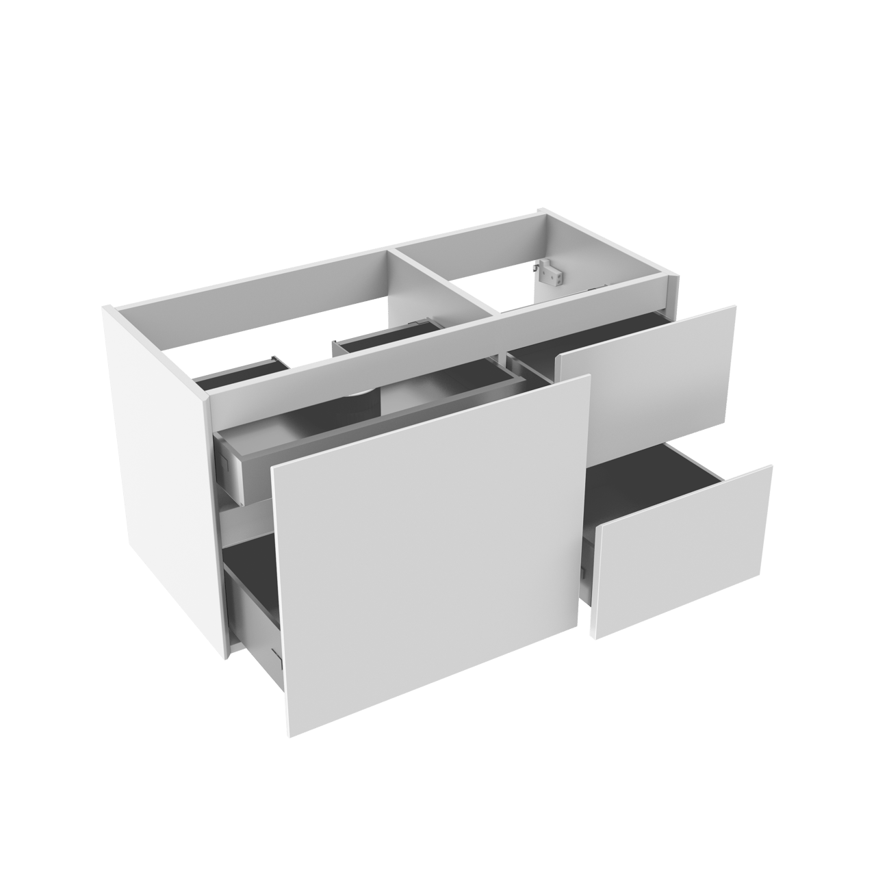 Storke Edge zwevende wastafelonderkast 100 x 46 cm asymmetrisch links hoogglans wit 3 lades