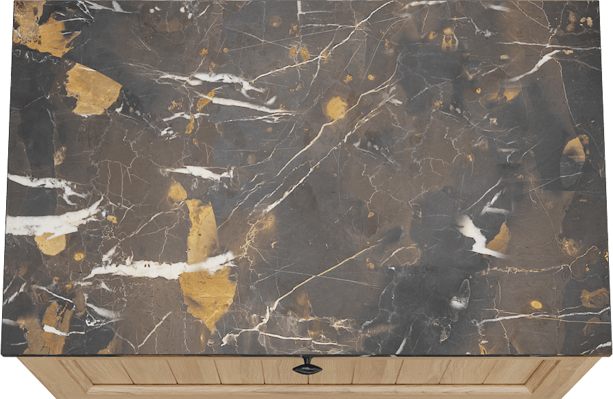 Balmani Lemon meuble salle de bains suspendu 90 x 55 cm, placage chêne naturel avec Stretto tablette simple en portoro gold