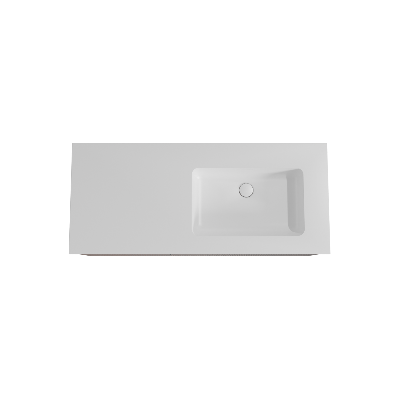 Storke Ribs zwevend badmeubel 120 x 52 cm notenhout met Mata asymmetrisch rechtse wastafel in solid surface mat wit, Verticale symmetrische rechte ribbel