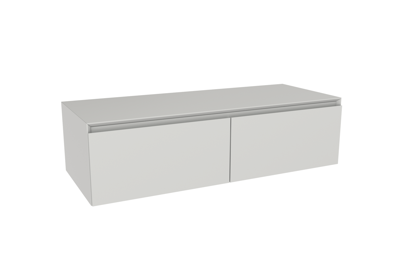 Storke Edge Modulo hängender Waschbeckenunterschrank: 120 x 48 cm, Weiß matt, 2 Schubladen