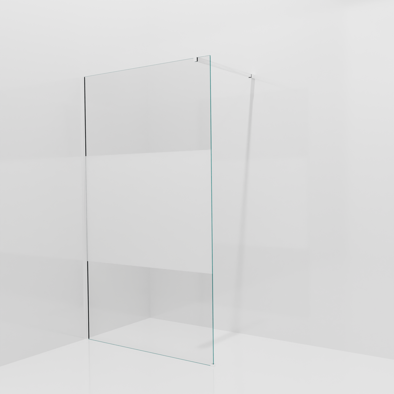 Balmani Modular Walk-In Dusche: 120 x 200 cm, Klarglas mit mattiertem Streifen, Profil Chrom glänzend