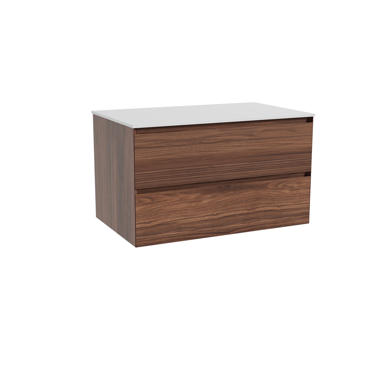 Balmani Mitra meuble salle de bains suspendu 90 x 55 cm noyer avec Stretto tablette simple en solid surface blanc mat