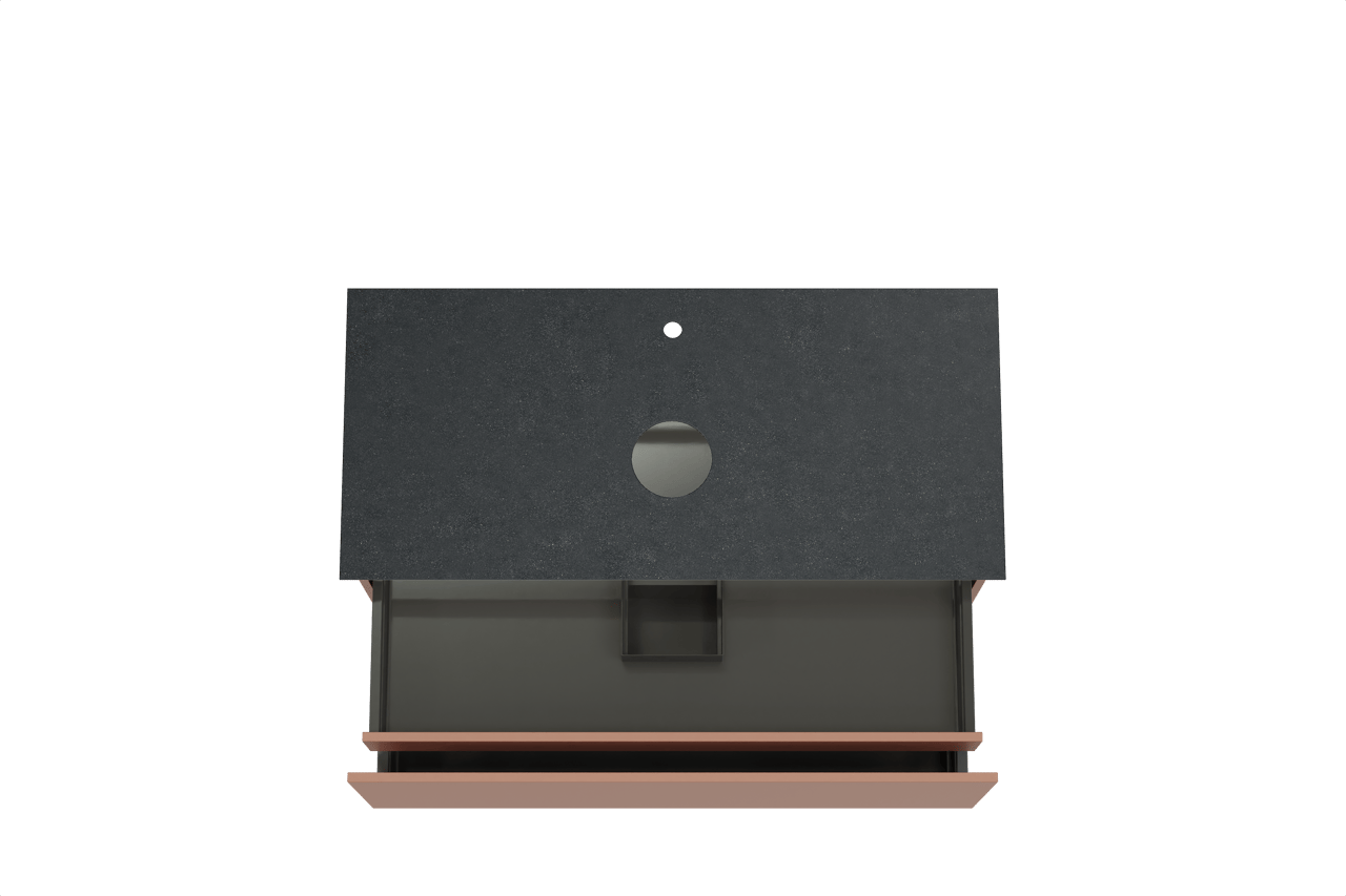 Balmani Sfera zwevend badmeubel 120 x 55 cm cotto met Facetta enkel wastafelblad in zwart graniet