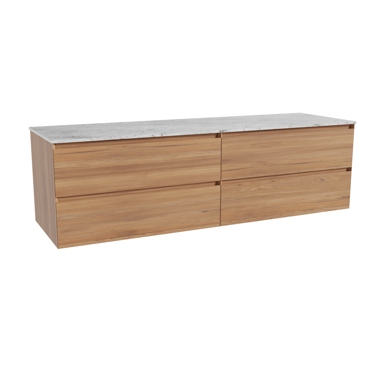 Balmani Mitra meuble salle de bains suspendu 180 x 55 cm teck avec Stretto tablette simple ou double en marbre carrare