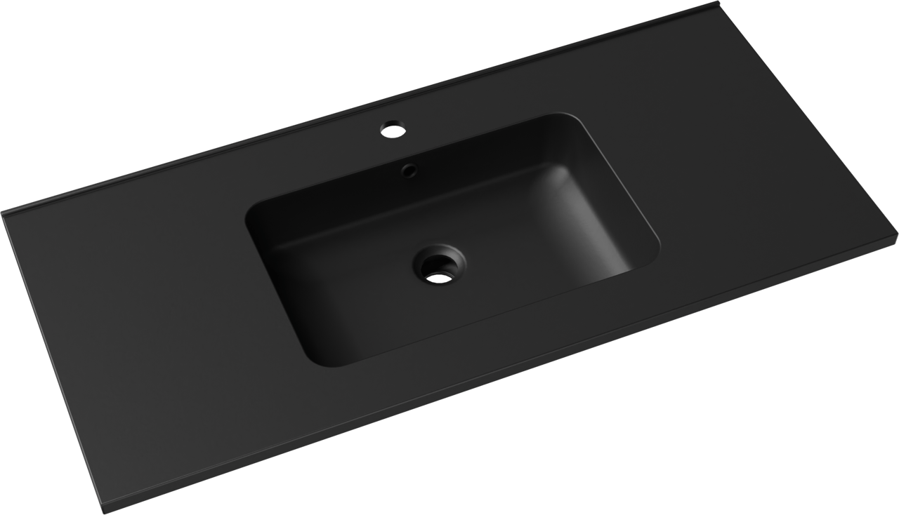 Linie Vano plan simple marbre composite Noir Mat 100 x 46 cm