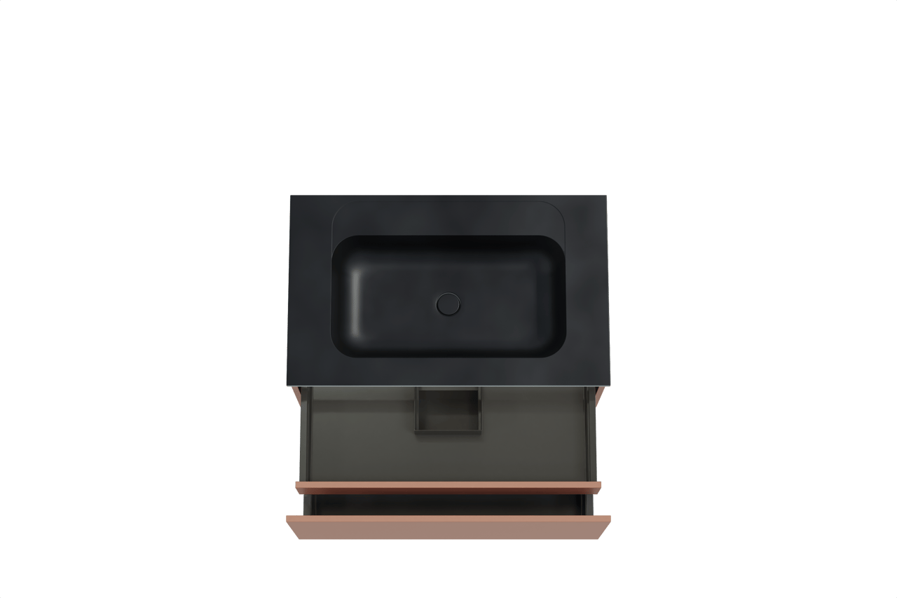 Balmani Sfera zwevend badkamermeubel 90 x 55 cm cotto met Tablo Strada enkele wastafel in composietmarmer mat zwart