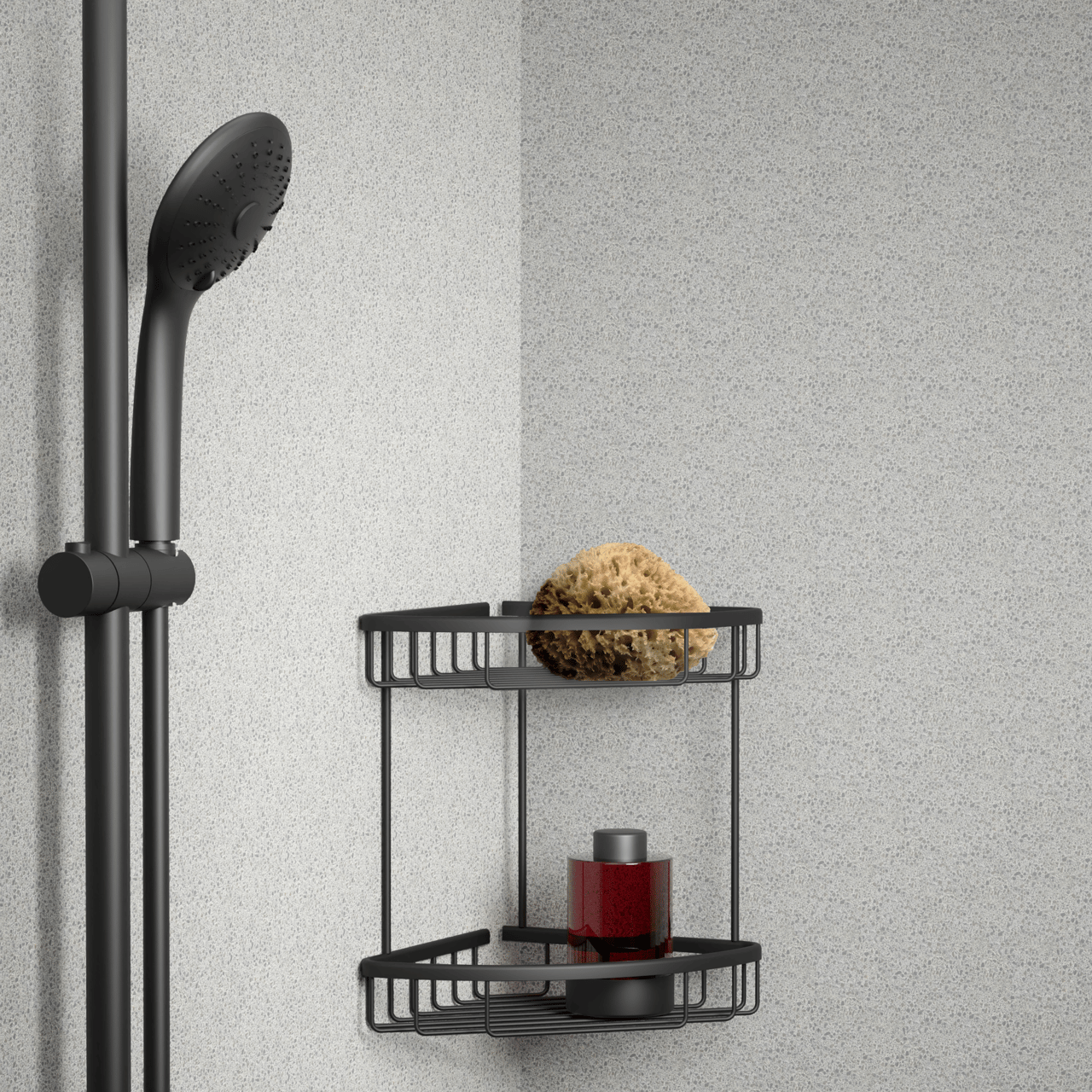 Blaufoss Jenna Doppelseifenhalter, Ecke, 21 cm, schwarz matt