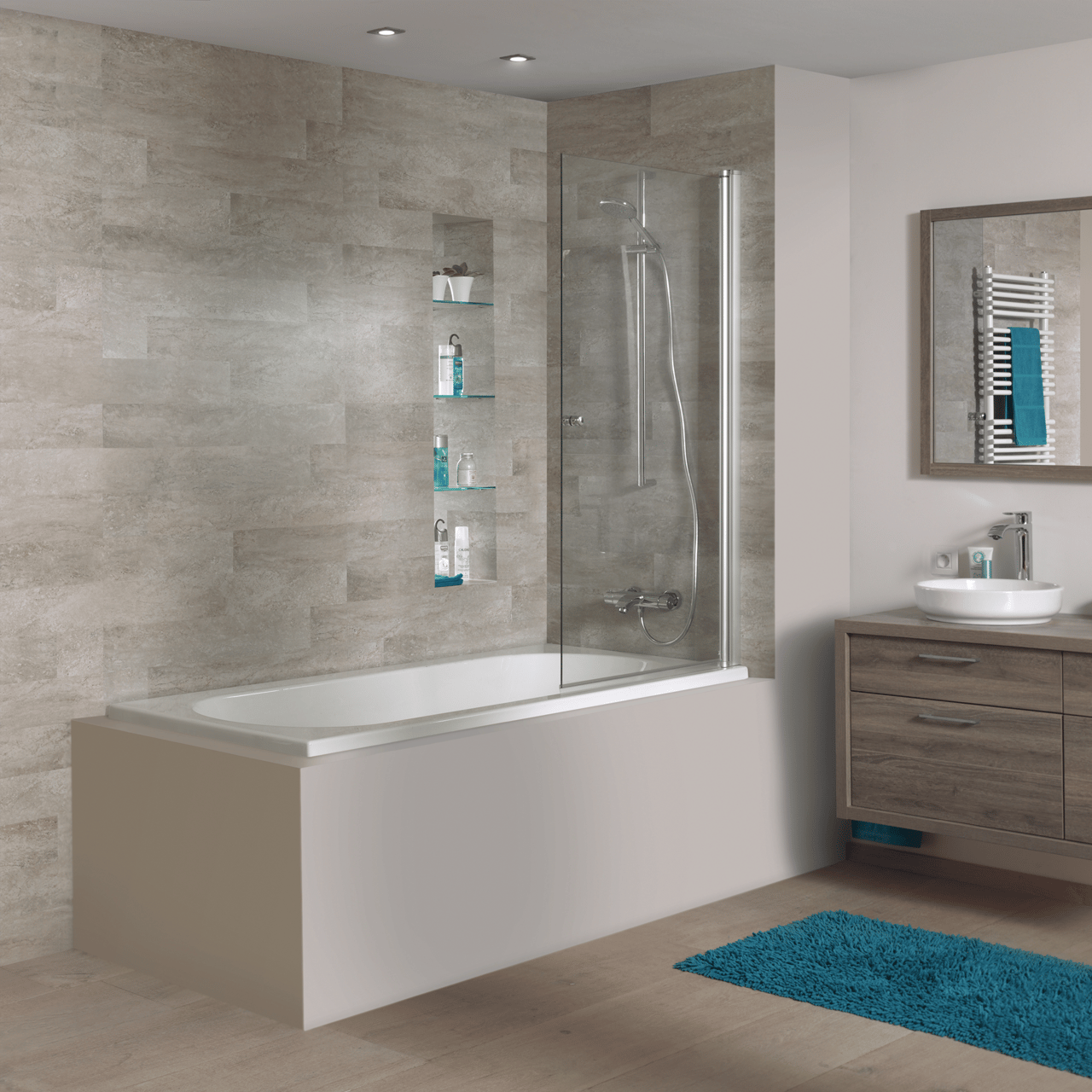 Luca Varess Rosala 1-Personen-Einbaubadewanne: 160 x 70 cm, Acryl, Weiß Glänzend