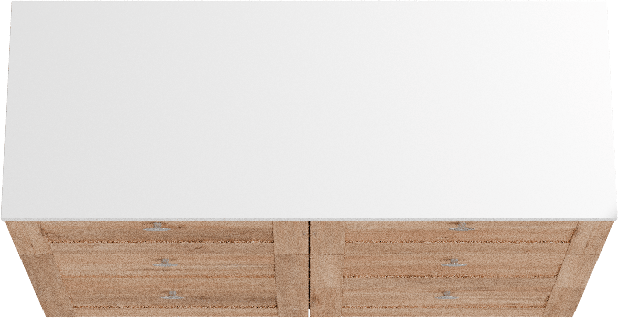 Linie Classo freistehendes Möbelstück Set: 120 x 46 cm, Naturbelassene Eiche, mit Lado Doppel Waschtischplatte, Marmorkomposit Weiß glänzend