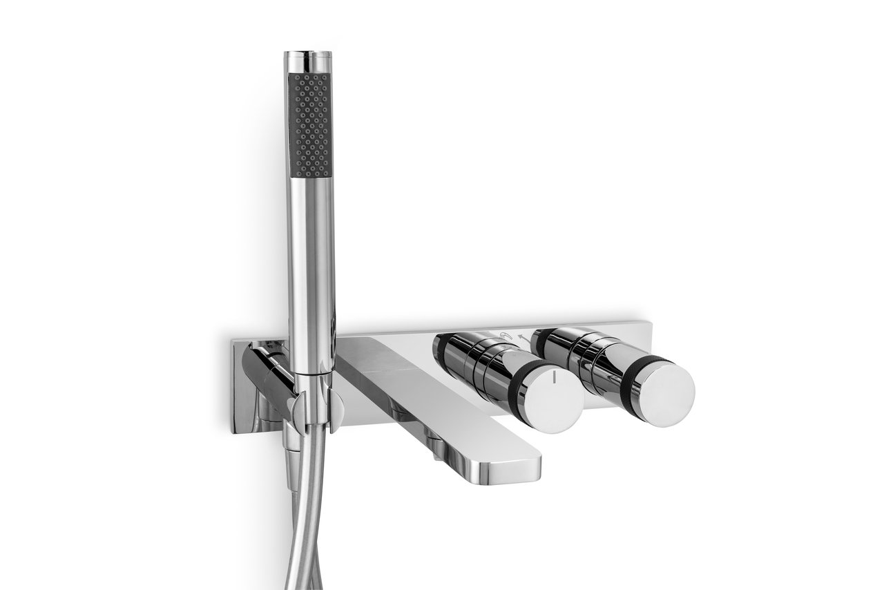 Blaufoss Sonic robinet baignoire encastré avec douchette chrome brillant incl élément intégré