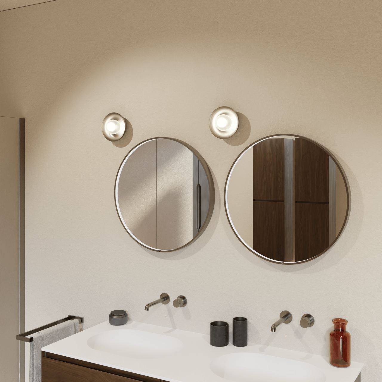 Balmani Secret miroir rond Brushed Gunmetal lumineux et anti-buée Ø 60 cm