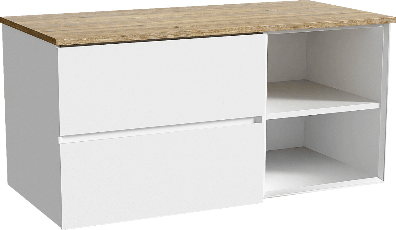 Storke Edge Badmöbel Set mit Panton Waschtischplatte für Aufsatzwaschbecken