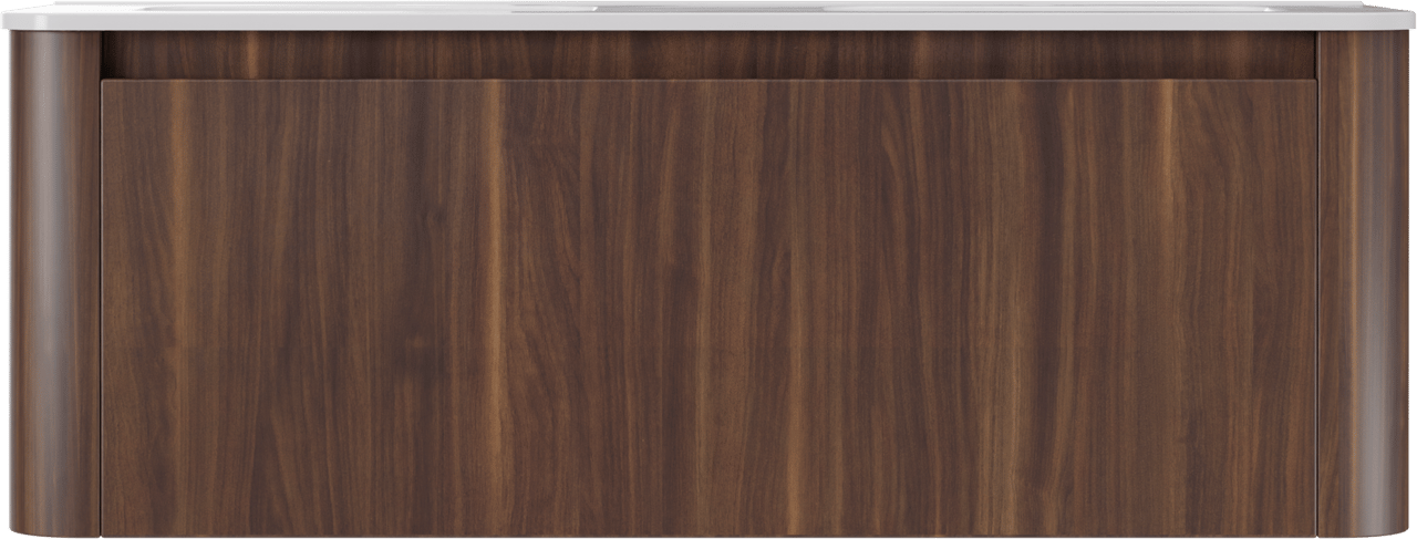 Storke Soft meuble salle de bains suspendu 140 x 46 cm noyer avec Kera Soft double vasque en porcelaine blanc brillant