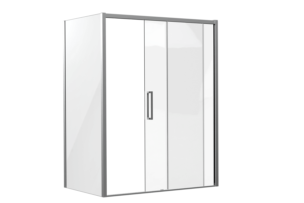 Luca Varess Senses douchehoek met schuifdeur en vaste zijwand 160 x 100 cm helder glas glanzend chroom profiel