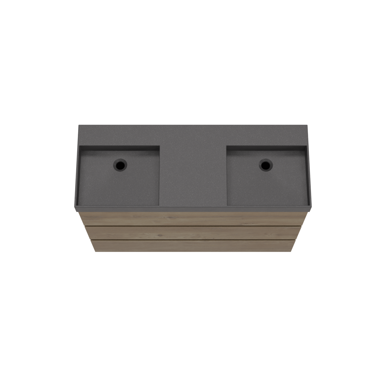 Storke Edge meuble salle de bains à poser 120 x 46 cm chêne brut avec Jura double vasque en quartz noir mat