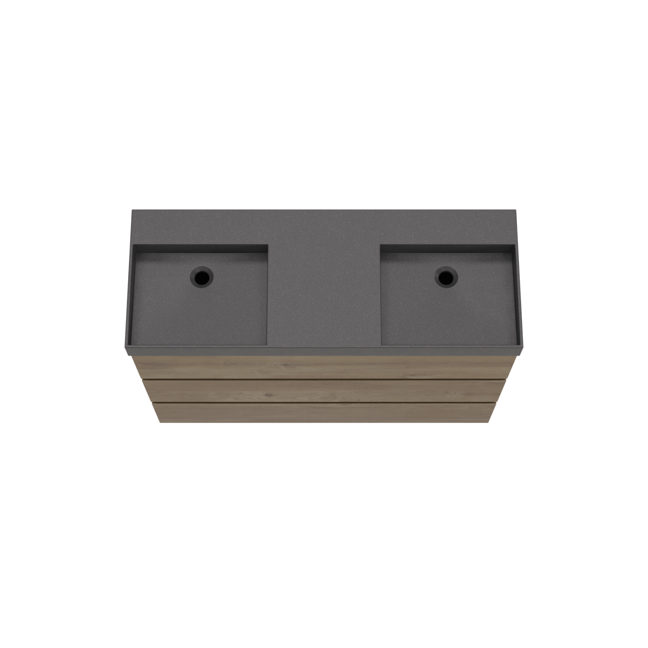 Storke Edge staand badkamermeubel 120 x 46 cm ruwe eik met Jura dubbele wastafel in kwarts mat zwart