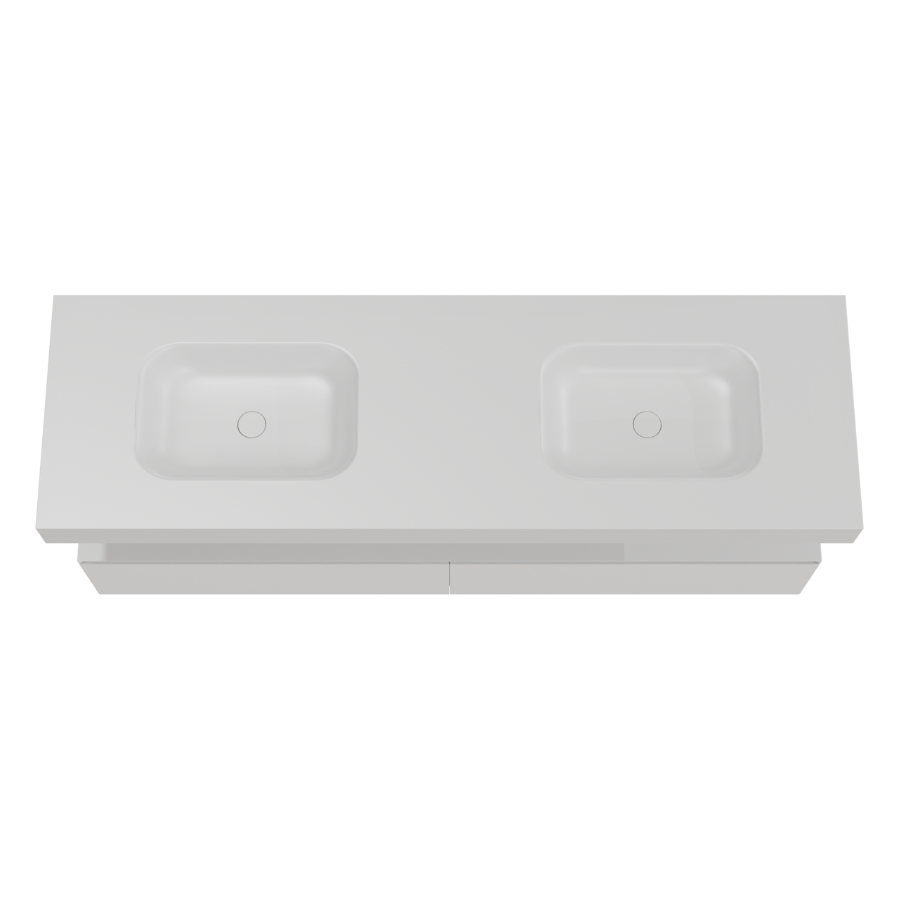 Balmani Mitra Elements hängendes Möbelstück Set: 180 x 55 cm, Weiß matt mit Arcato Doppelwaschtisch, Solid Surface Weiß matt