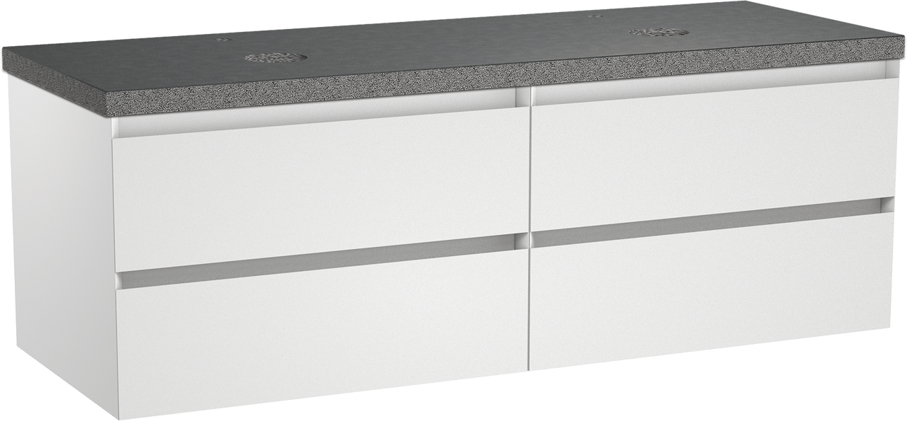 Balmani Mitra meuble salle de bains suspendu 150 x 55 cm blanc mat avec Rock tablette double en granit noir
