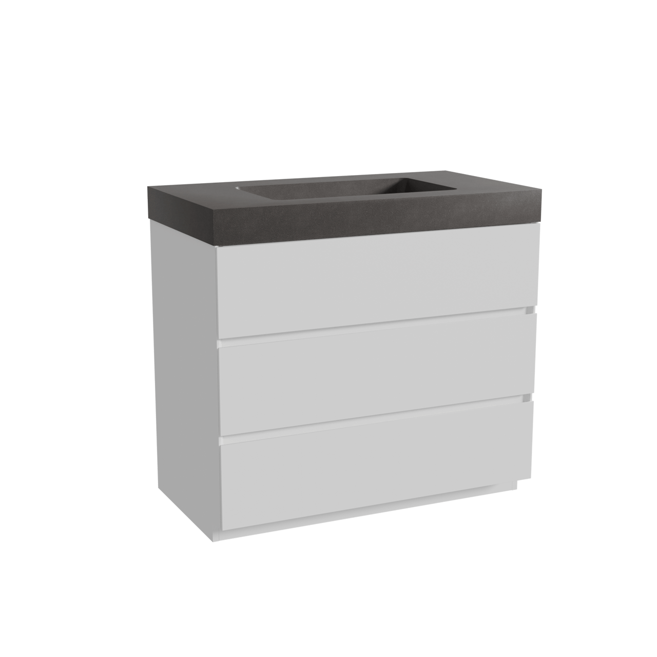 Storke Edge staand badkamermeubel 95 x 52 cm mat wit met Scuro High enkele wastafel in kwarts mat zwart