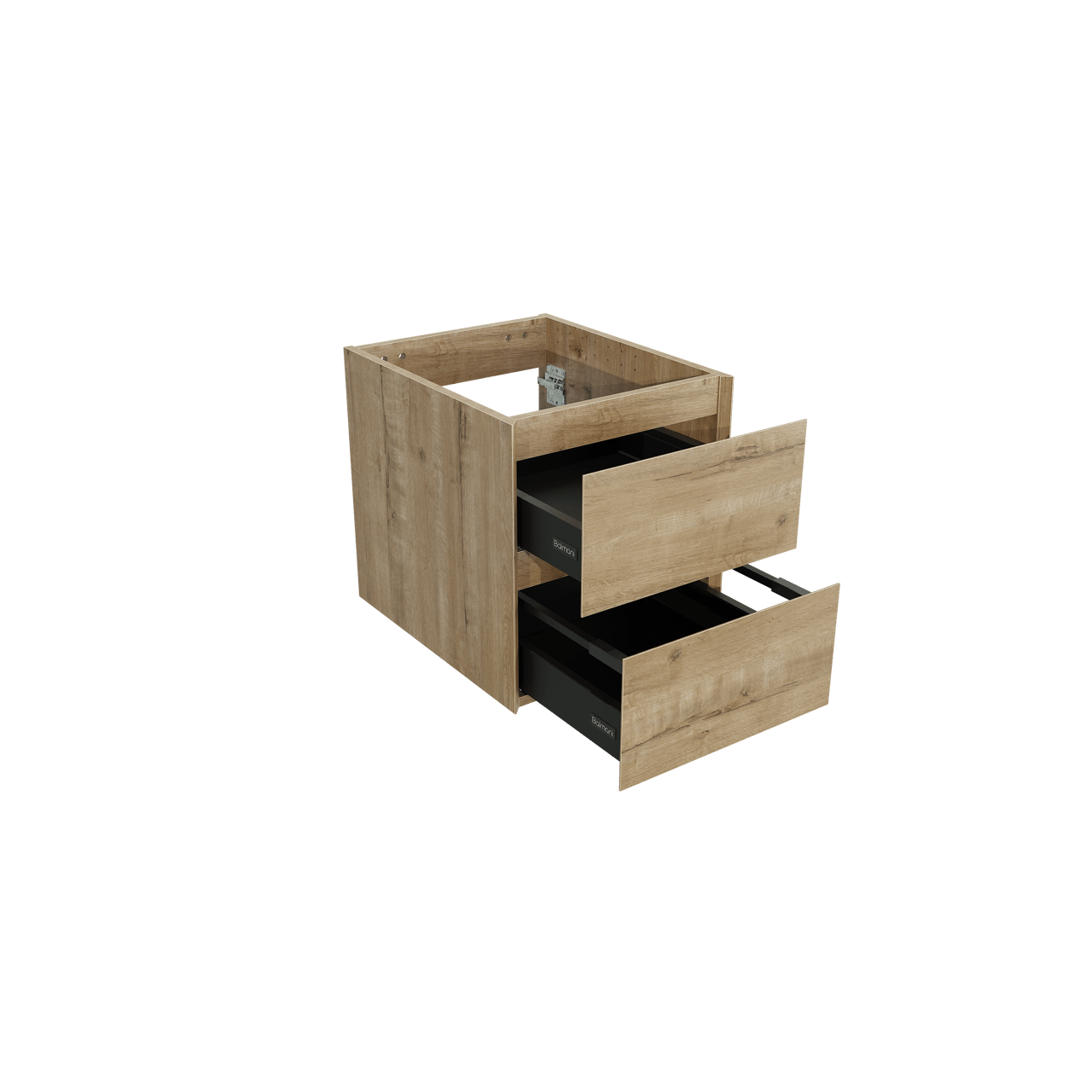 Balmani Mitra hängender Waschbeckenunterschrank 45 x 55 cm Eiche Rauh 2 Schubladen