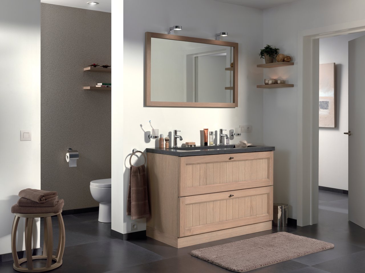 Balmani Legno rechteckiger Badezimmerspiegel, 120 x 72 cm