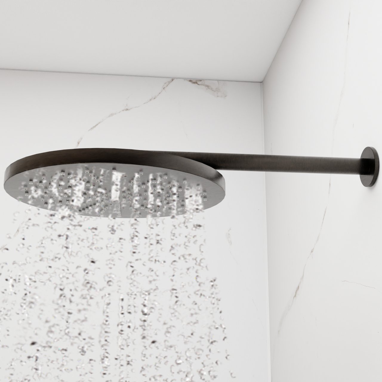 Blaufoss Nola 300 Duschkopf Rund, 30 cm, Wandmontage, Brushed GunMetal