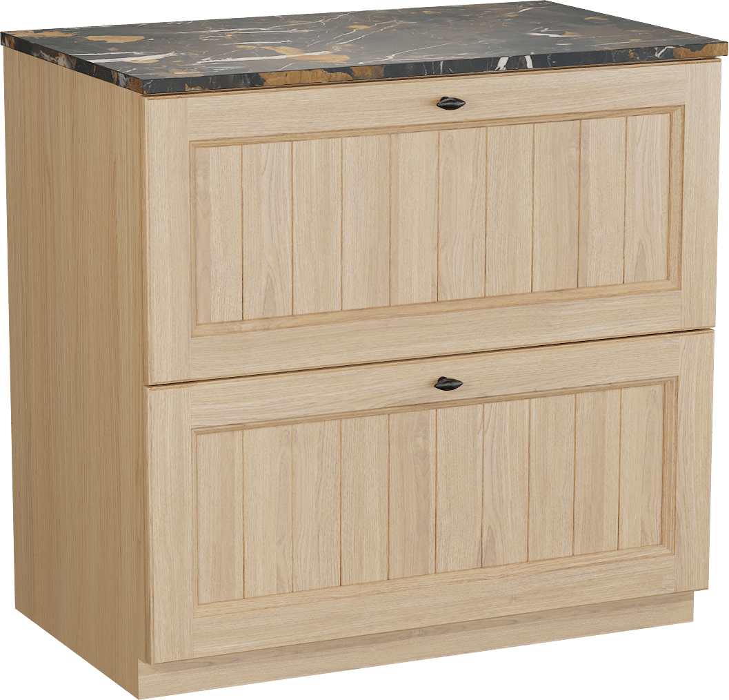 Balmani Lemon freistehendes Möbelstück Set: 90 x 55 cm, Naturbelassene Eiche Furnier, mit Stretto Einzel Waschtischplatte, Portoro Gold