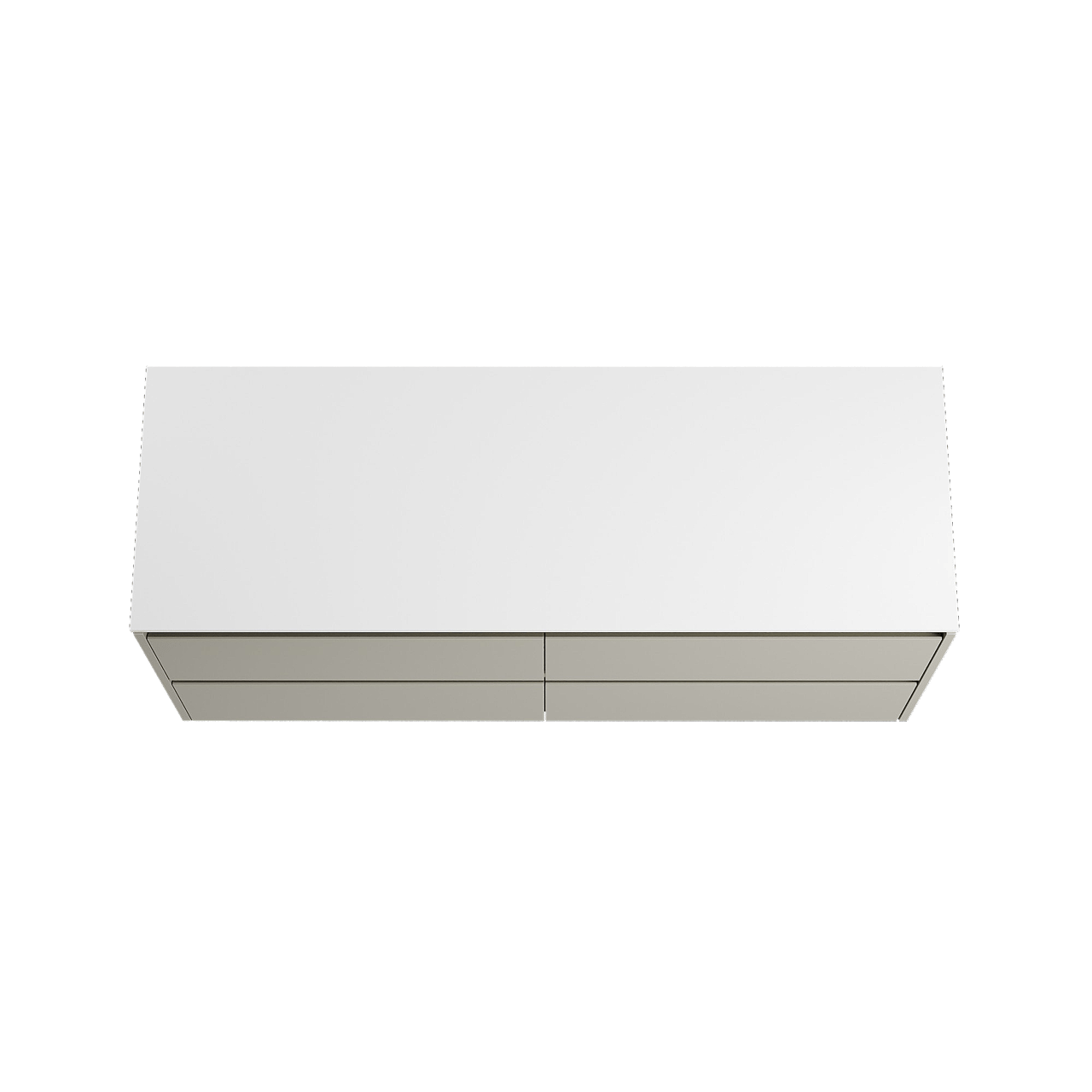 Storke Seda meuble salle de bains suspendu 150 x 52 cm soie grise avec Tavola tablette simple ou double en solid surface blanc mat