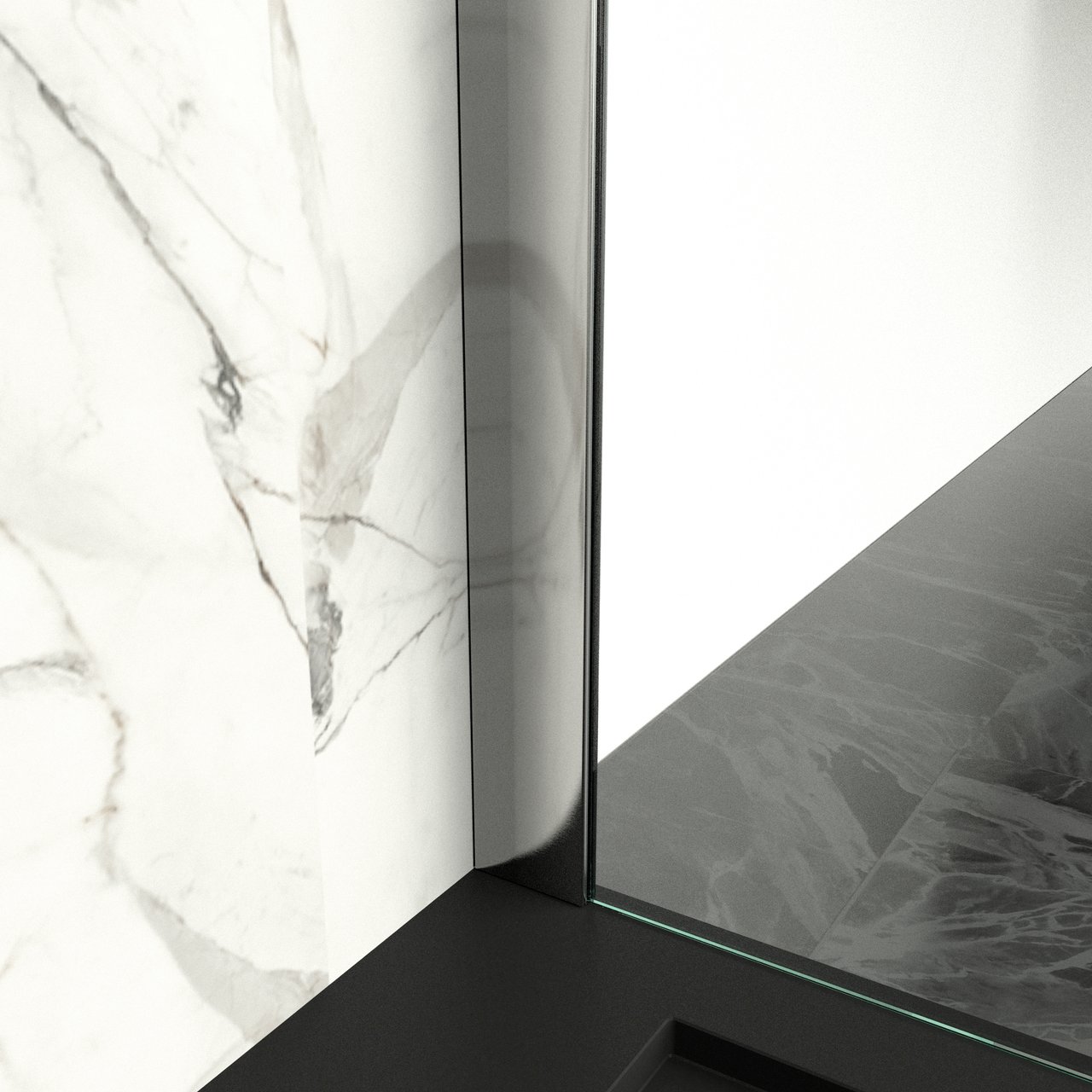 Balmani Modular inloopdouche 100 x 200 cm helder glas met matte strook glanzend chroom profiel