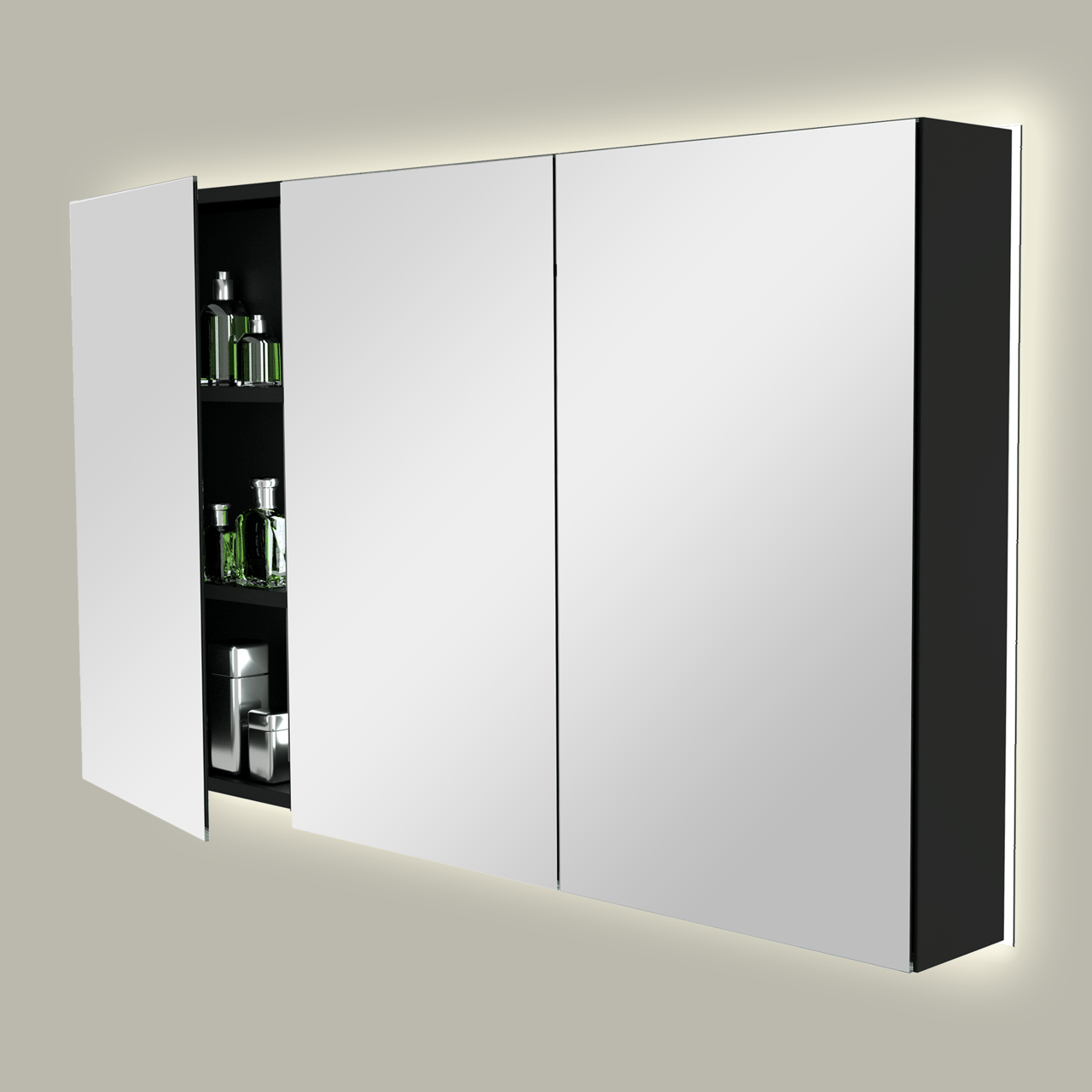 Storke Reflecta armoire de toilette lumineuse 130 x 75 cm noir mat