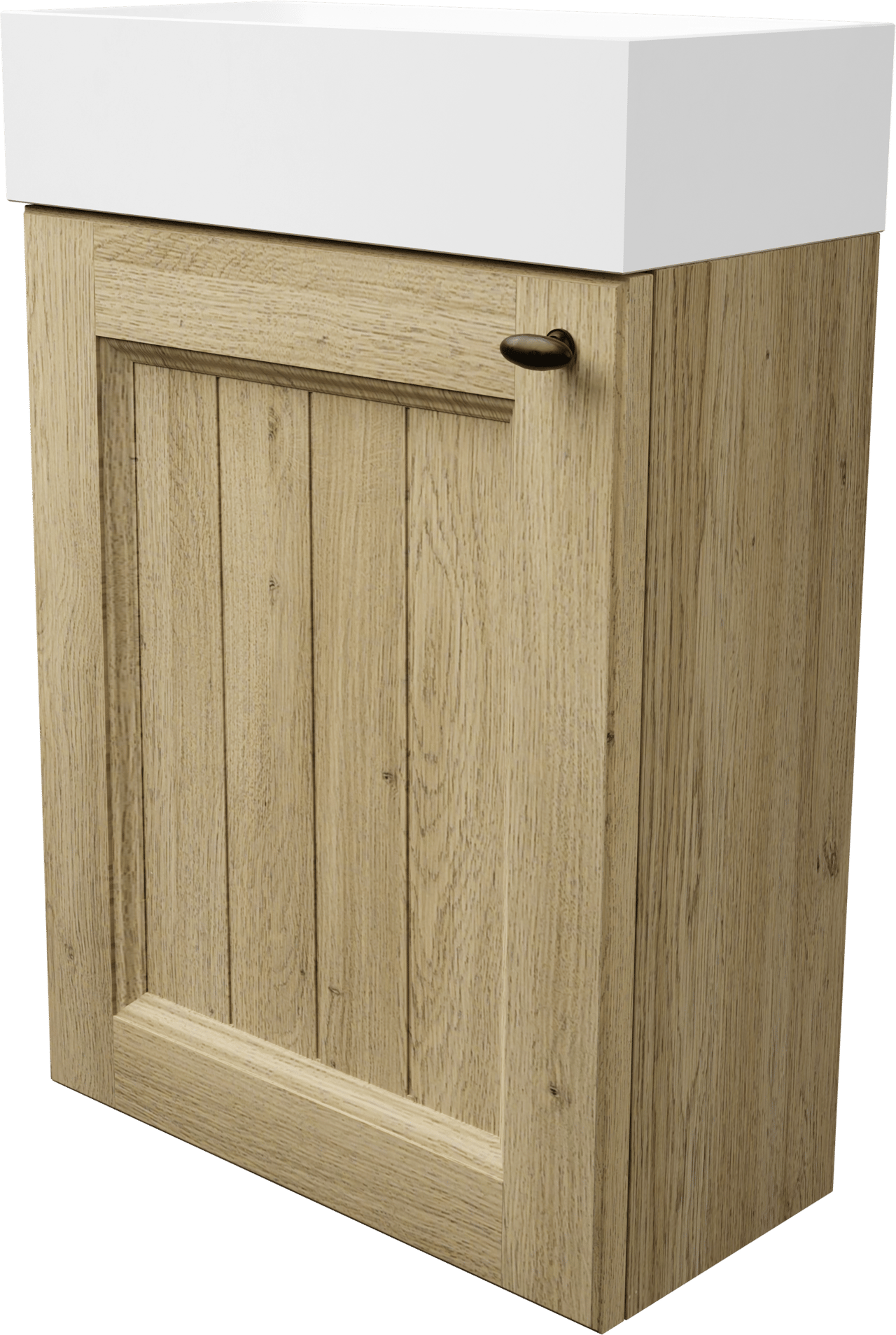 Balmani Lemon zwevend toiletmeubel 42 x 21 cm verweerde eik met Dama wastafel in matte Solid Surface