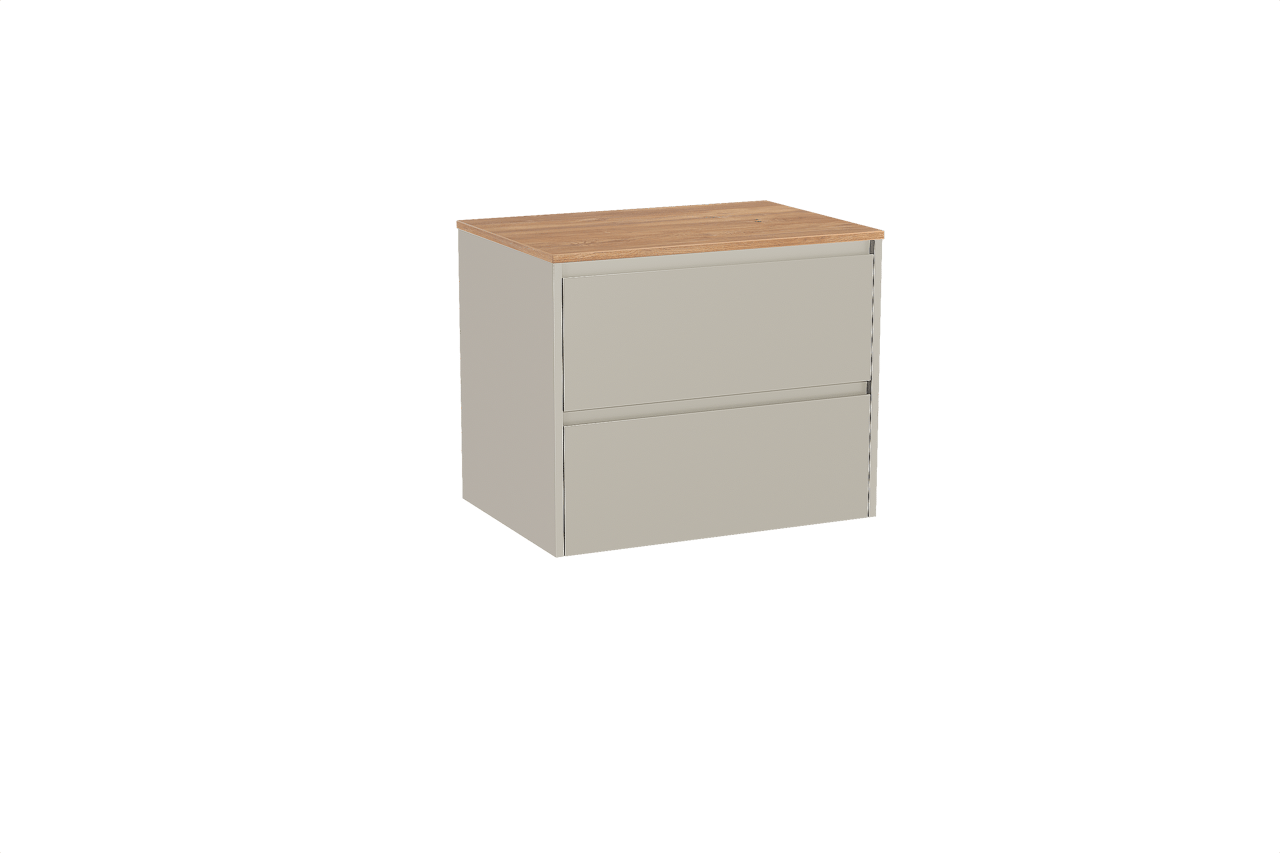 Storke Seda hängendes Möbelstück Set: 75 x 52 cm, Seidengrau, mit Panton Einzel Waschtischplatte, Melamin Rohe Eiche