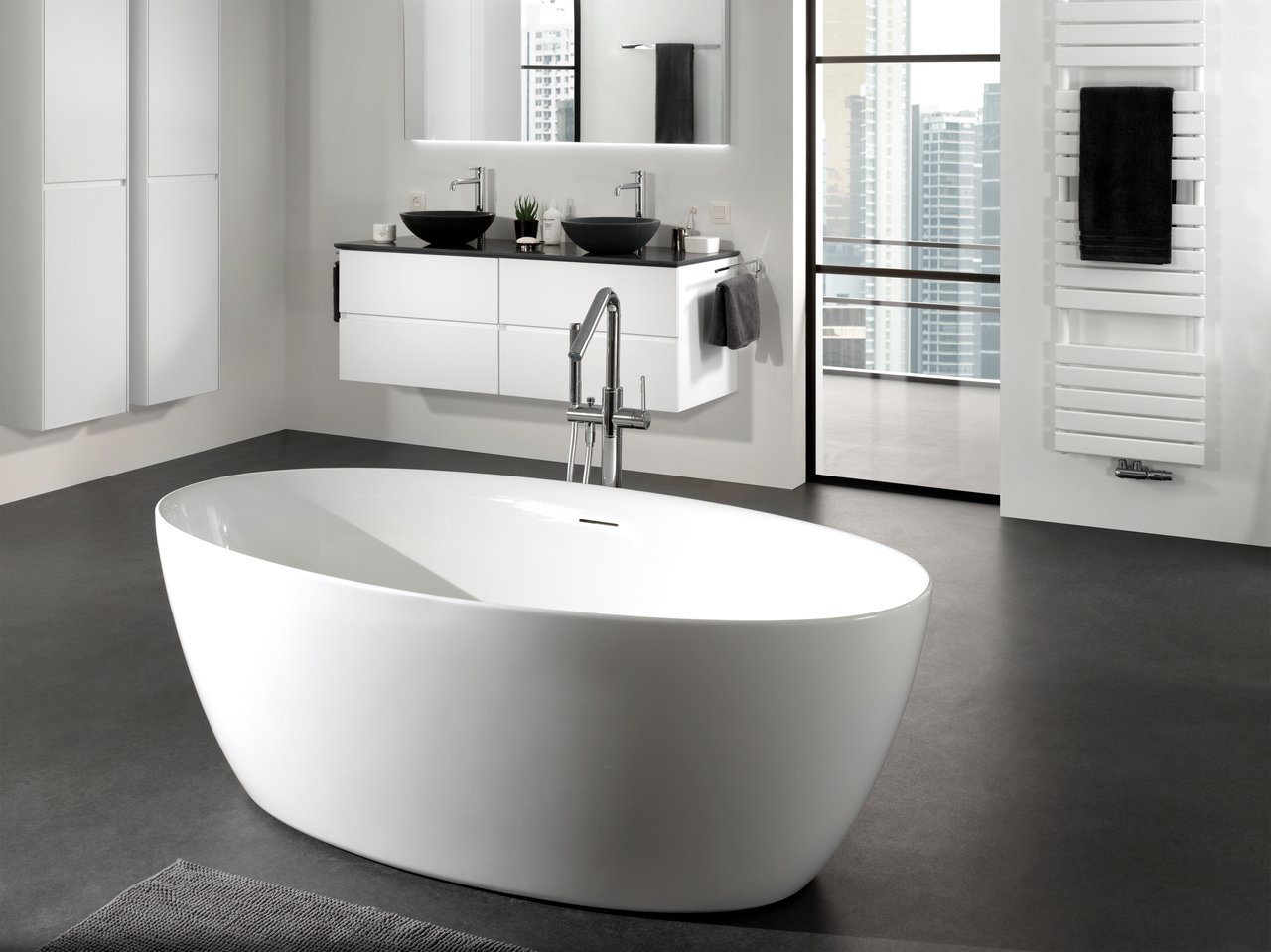 Luca Varess Dias baignoire îlot ovale 170 x 82 cm acrylique blanc mat