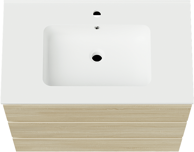 Linie Lado staand badmeubel 80 x 46 cm wit eiken met Vano enkele wastafel in composietmarmer mat wit