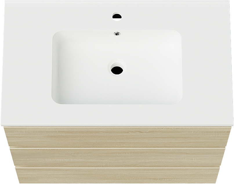 Linie Lado staand badmeubel 80 x 46 cm wit eiken met Vano enkele wastafel in composietmarmer mat wit