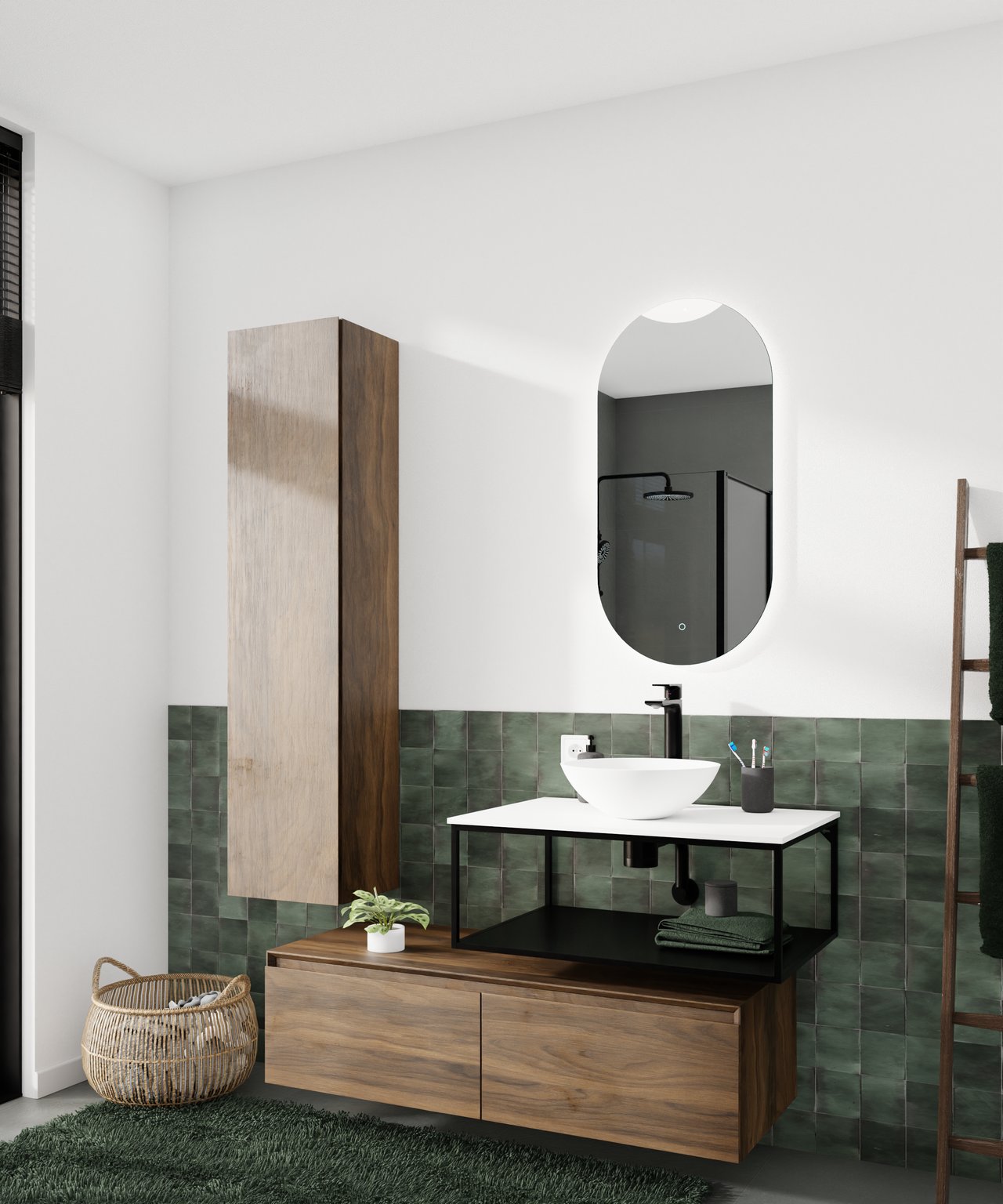 Storke Edge Modulo hängender Waschbeckenunterschrank: 120 x 48 cm, Nussbaum, 2 Schubladen