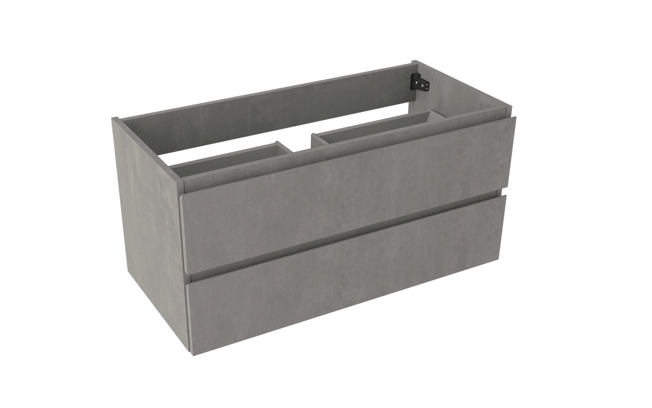 Storke Delta zwevende wastafelonderkast 100 x 48 cm beton donkergrijs 2 lades